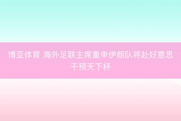 博亚体育 海外足联主席重申伊朗队将赴好意思干预天下杯