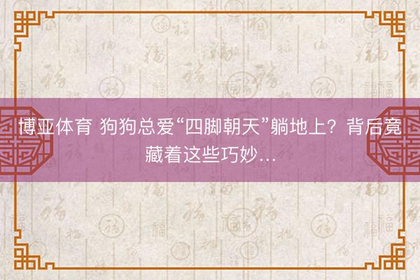 博亚体育 狗狗总爱“四脚朝天”躺地上？背后竟藏着这些巧妙…