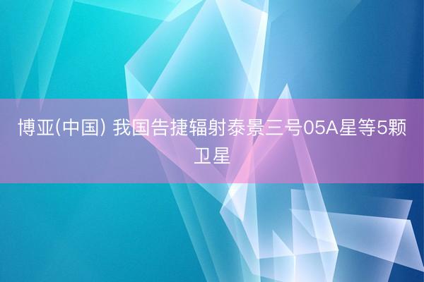 博亚(中国) 我国告捷辐射泰景三号05A星等5颗卫星
