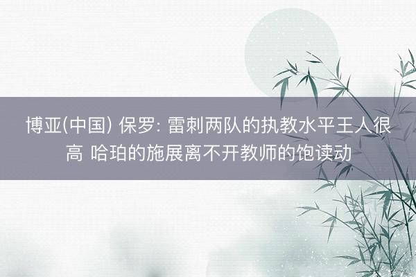 博亚(中国) 保罗: 雷刺两队的执教水平王人很高 哈珀的施展离不开教师的饱读动