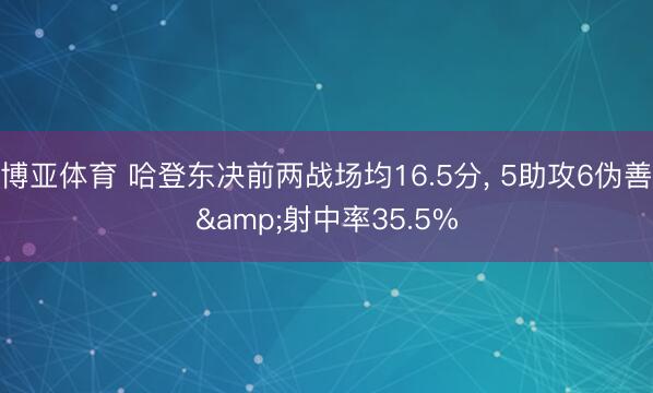 博亚体育 哈登东决前两战场均16.5分, 5助攻6伪善&射中率35.5%