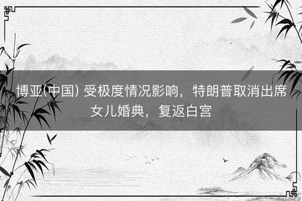 博亚(中国) 受极度情况影响，特朗普取消出席女儿婚典，复返白宫