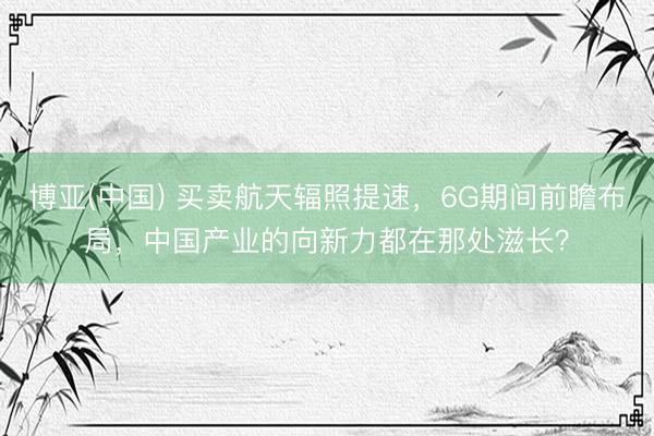 博亚(中国) 买卖航天辐照提速，6G期间前瞻布局，中国产业的向新力都在那处滋长？