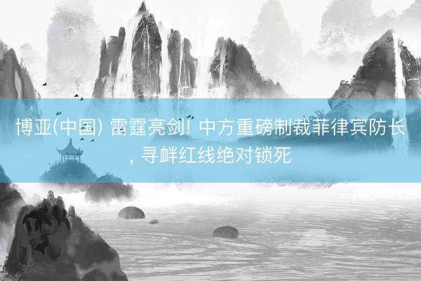 博亚(中国) 雷霆亮剑! 中方重磅制裁菲律宾防长， 寻衅红线绝对锁死
