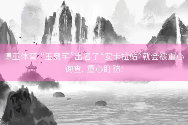 博亚体育 “王奥芊”出名了“安卡拉站”就会被重心询查， 重心盯防!