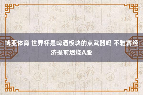 博亚体育 世界杯是啤酒板块的点武器吗 不雅赛经济提前燃烧A股